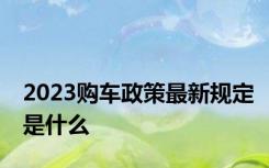 2023购车政策最新规定是什么