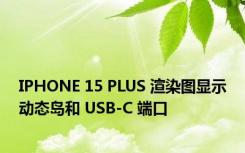 IPHONE 15 PLUS 渲染图显示动态岛和 USB-C 端口