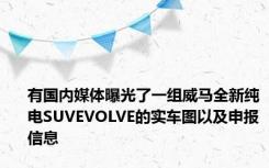 有国内媒体曝光了一组威马全新纯电SUVEVOLVE的实车图以及申报信息