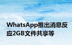 WhatsApp推出消息反应2GB文件共享等