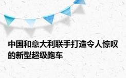 中国和意大利联手打造令人惊叹的新型超级跑车