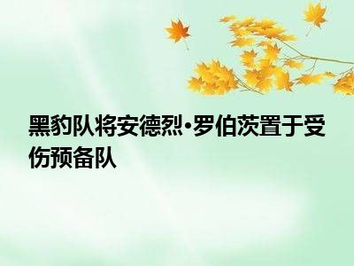 黑豹队将安德烈·罗伯茨置于受伤预备队