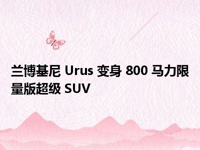 兰博基尼 Urus 变身 800 马力限量版超级 SUV