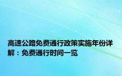 高速公路免费通行政策实施年份详解：免费通行时间一览